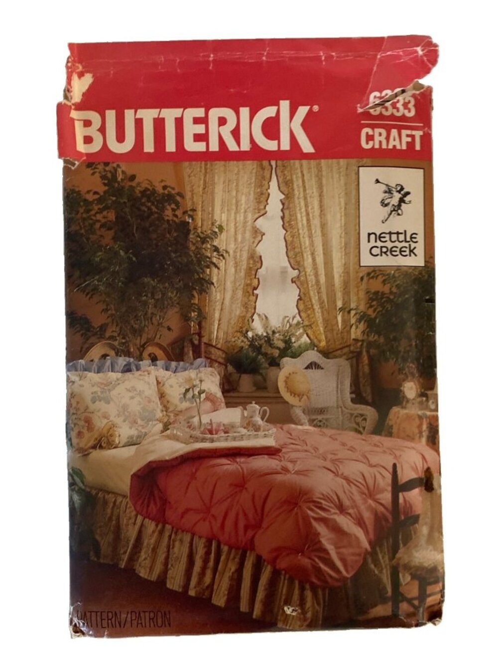 Butterick Pattern 6333 Home Decor Bed Cover Uncut Vintage Factory Fold